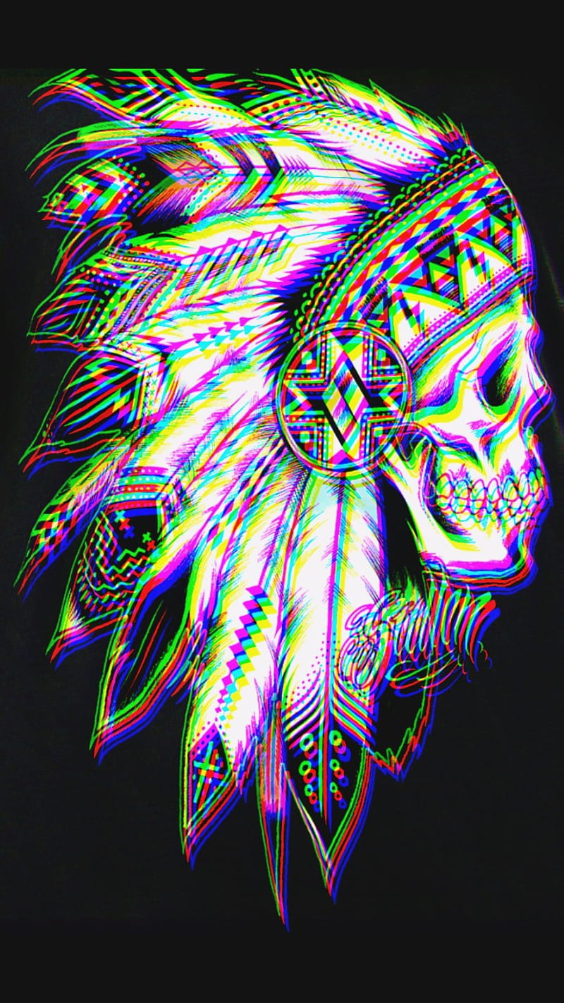 Indian skull, alucinante, apache, art, dope, purple, trance, trip, HD phone  wallpaper | Peakpx