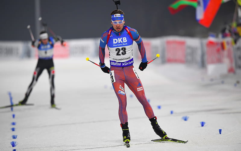Anton Shipulin biathlete, race, winter sport, biathlon, HD wallpaper