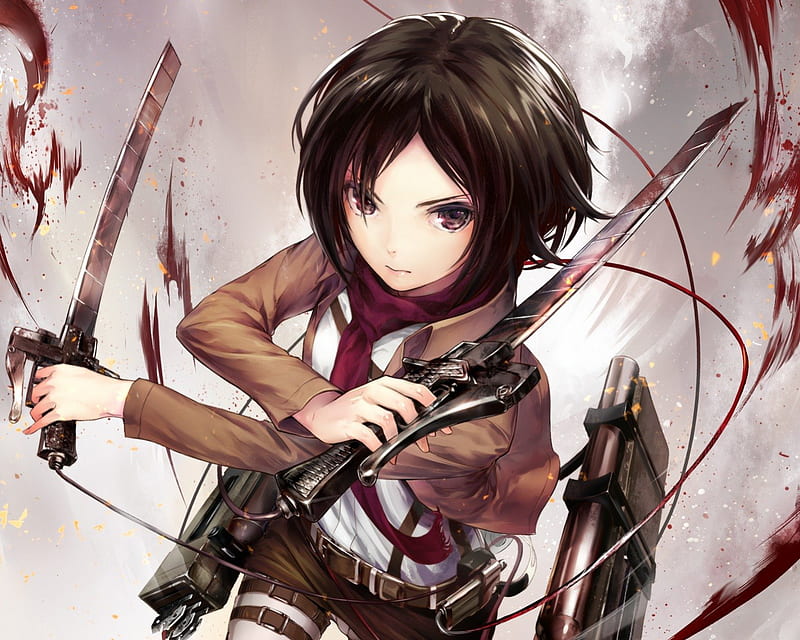 Mikasa Ackerman, angry, anime, hot, anime girl, weapon, bloody, female,  brown hair, HD wallpaper | Peakpx