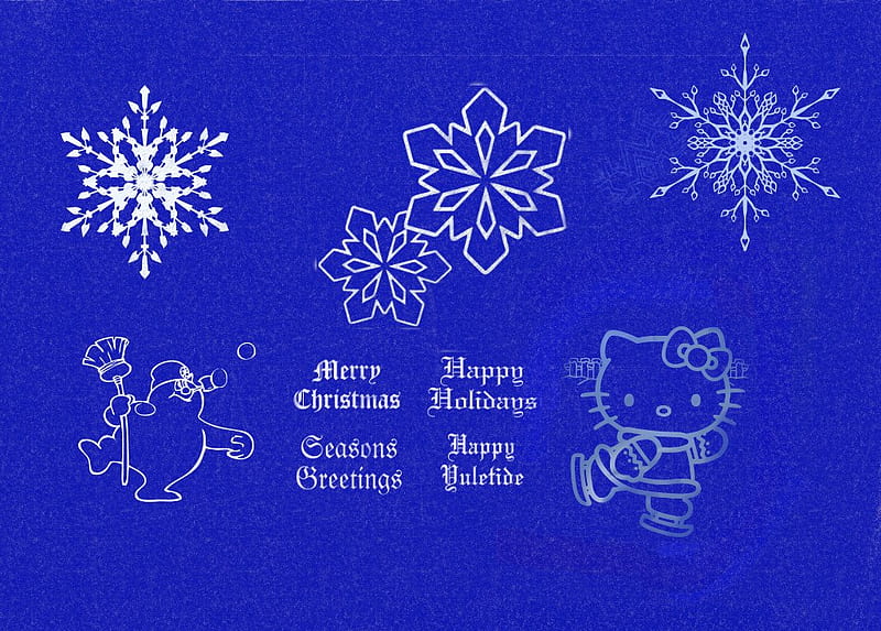 Hello Kitty Winter Wonderland, christmas, holiday, snowman, winter, frosty, hello kitty, merry christmas, snow, snowflakes, blue, HD wallpaper
