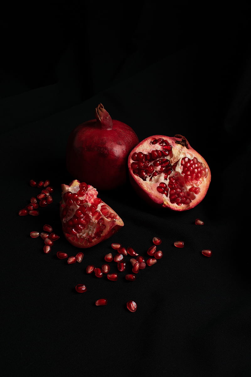 pomegranate, fruit, dark, black, HD phone wallpaper