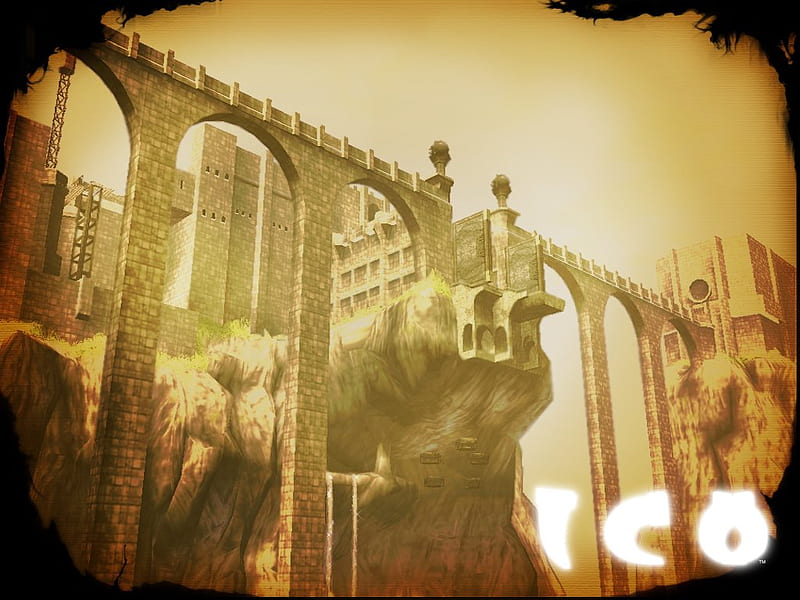 ICO castle, ps2, gold, bridge, castle, ico, shadow of the colossus, HD wallpaper