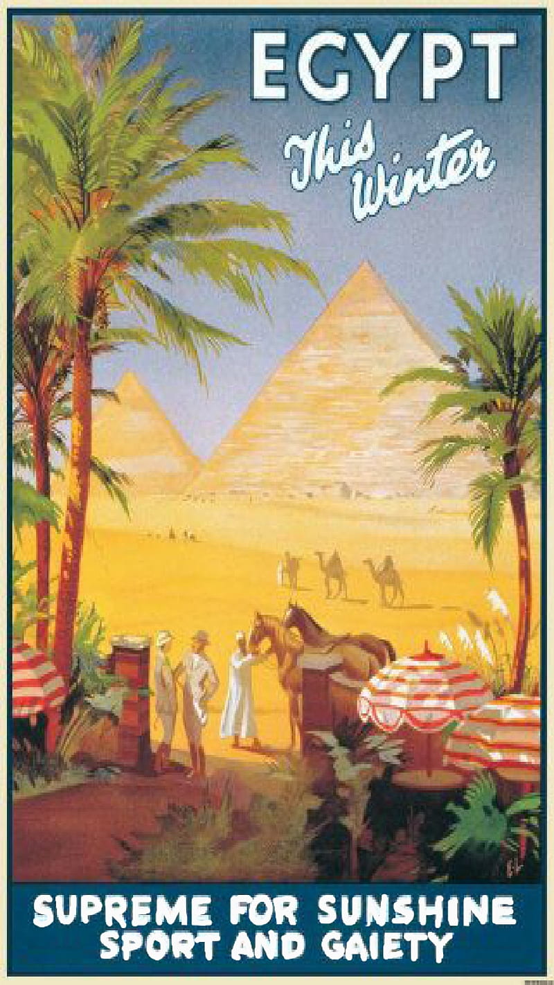 Visit Egypt, advertisement, egypt, explore, invitation, poster, view, vintage, visit, HD phone wallpaper