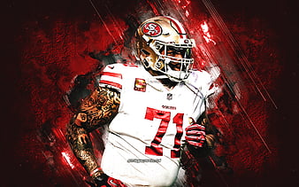 Trent Williams, San Francisco 49ers, NFL, portrait, red stone background,  National Football League, HD wallpaper