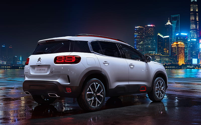 Citroen C5 Aircross, 2019 exterior, rear view, crossover, new white C5 Aircross, French cars, Citroen, HD wallpaper