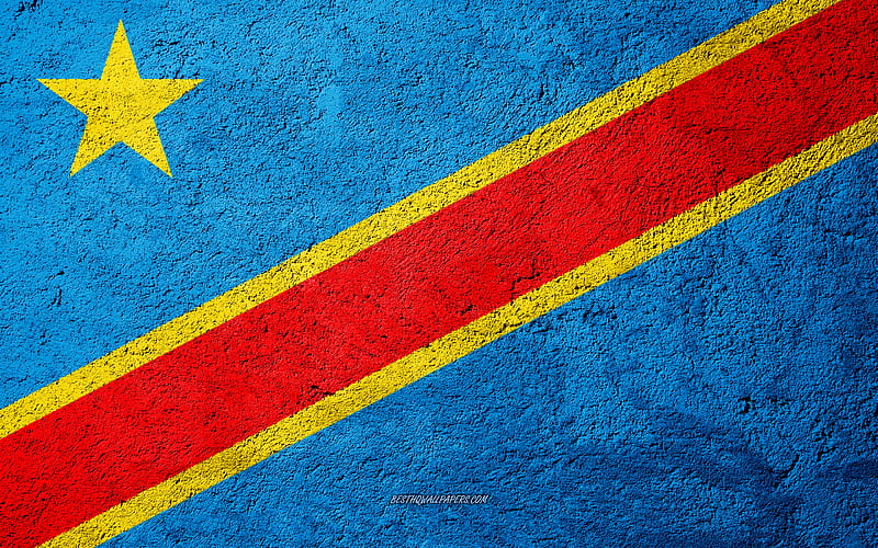 Flag of Democratic Republic of Congo, concrete texture, stone background, Africa, Democratic Republic of Congo, flags on stone, HD wallpaper