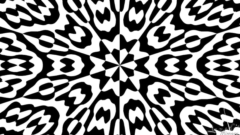 Abstract, Pattern, Kaleidoscope, Black & White, HD wallpaper