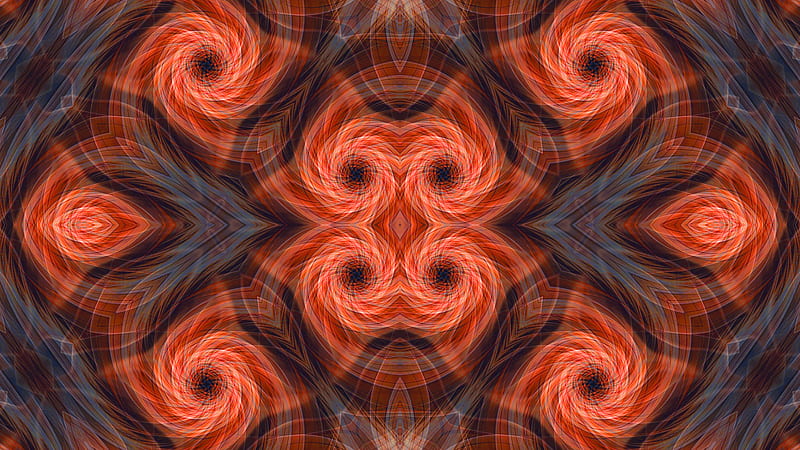 Abstract, Kaleidoscope, Guillochis, Spiral, orange (Color), HD wallpaper