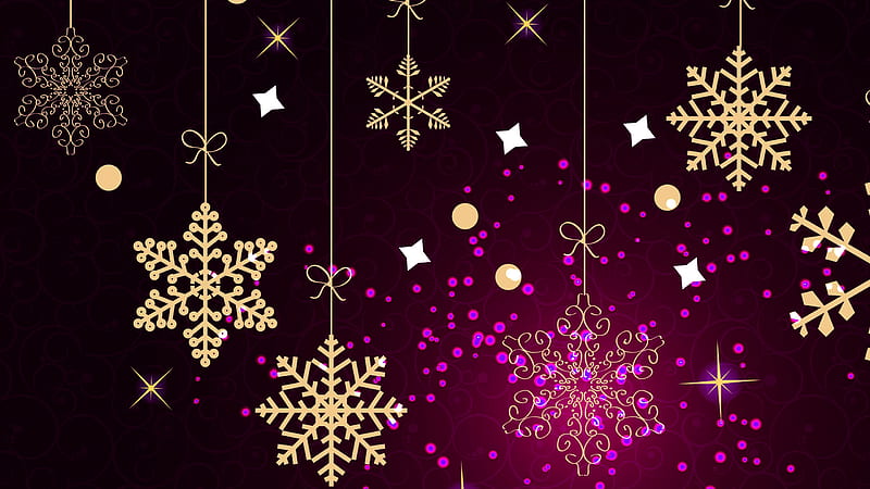 Sandal Color Snowflake And White Stars Snowflake, HD wallpaper