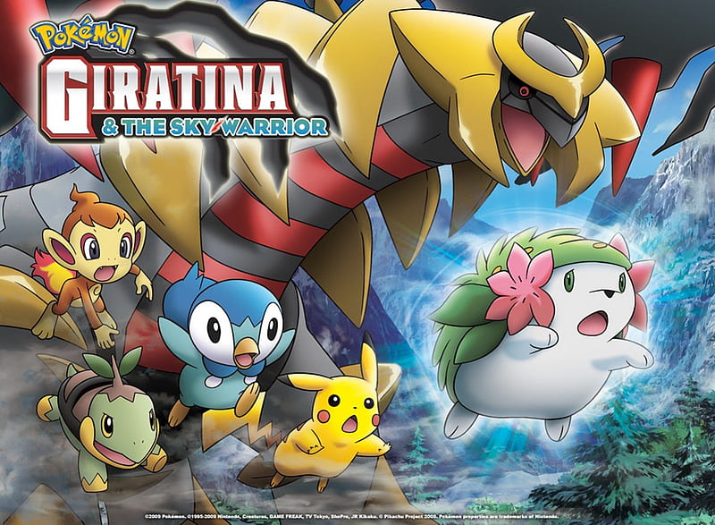 Giratina and the Sky Warriors, Giratina, Chimchar, Anime, Turtwig, Sky Warriors, Pokemon, Cartoon, Pikachu, Piplup, HD wallpaper