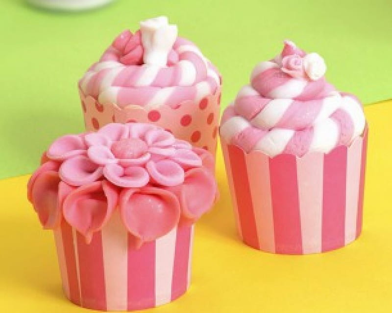Cupcakes, frosting, food, pink, HD wallpaper
