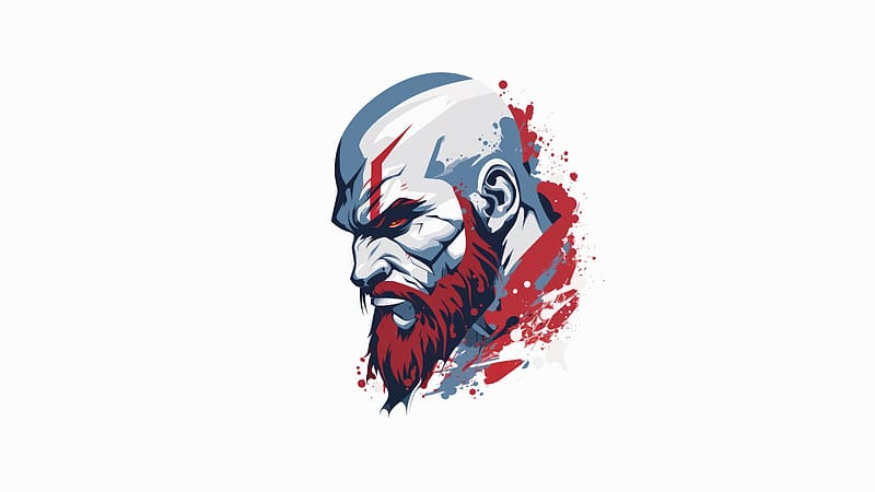 Kratos Minimal , kratos, god-of-war-4, god-of-war, games, ps-games, minimalism, minimalist, white, artist, artwork, digital-art, HD wallpaper