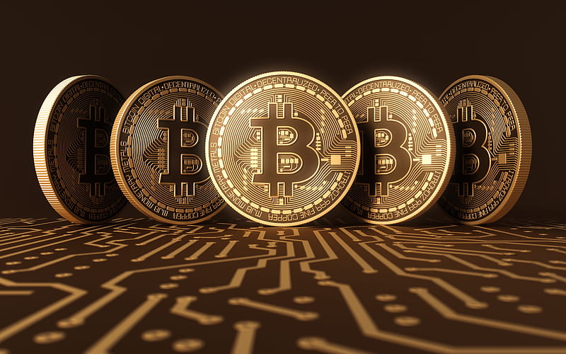 Bitcoin, BTC, gold coins, crypto currency, electronic money, Bitcoin concepts, finance, HD wallpaper