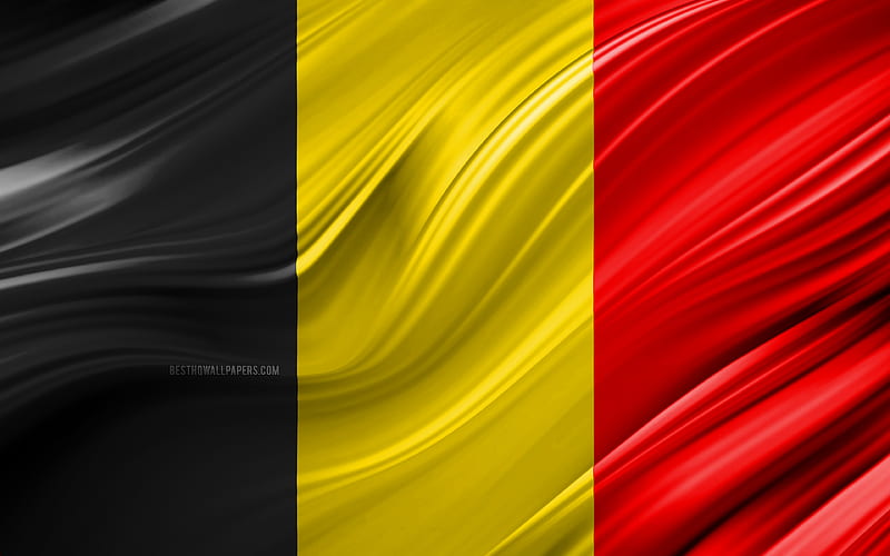 Belgian flag, European countries, 3D waves, Flag of Belgium, national symbols, Belgium 3D flag, art, Europe, Belgium, HD wallpaper