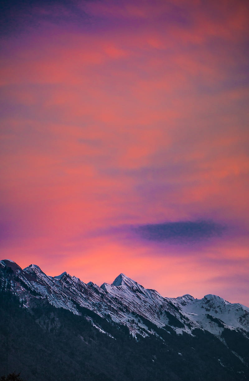 mountains, clouds, dusk, mountain range, landscape, HD phone wallpaper