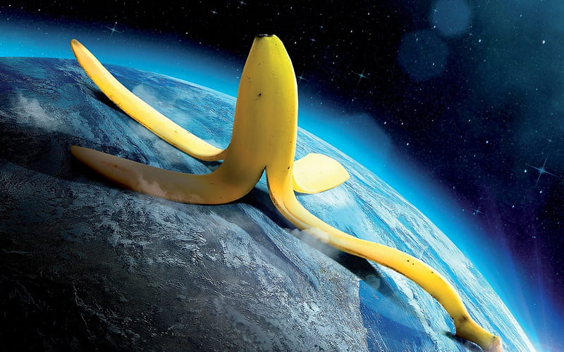 bananaman, peel, banana, earth, HD wallpaper