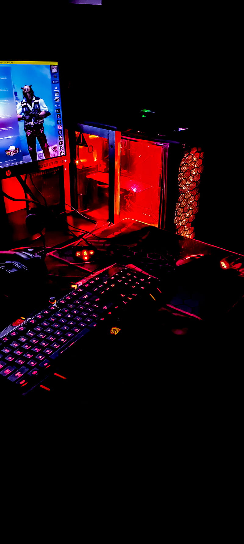 Gaming Setup, magenta, computer, gamingsetup, light, neon, night, pcsetup,  desksetup, HD phone wallpaper | Peakpx