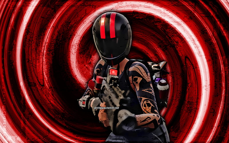 Redline, red grunge background, Fortnite, vortex, Fortnite characters, Redline Skin, Fortnite Battle Royale, Redline Fortnite, HD wallpaper