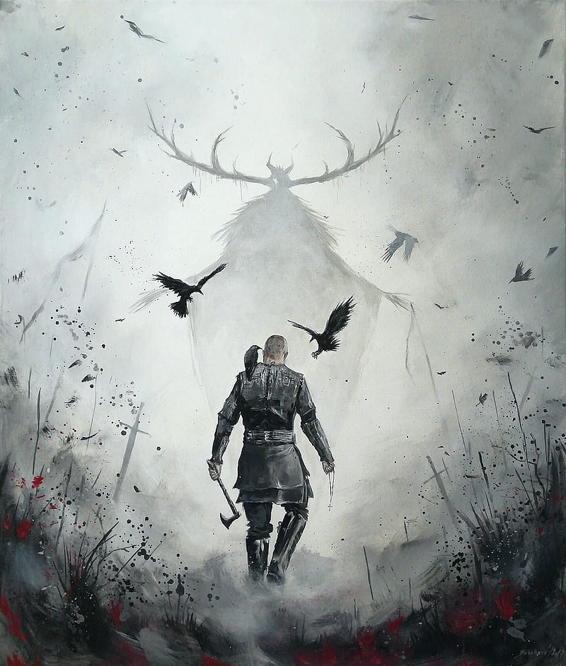 Viking, raven, warrior, HD phone wallpaper