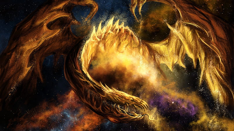 Fantasy Fiery Dragon Is Breathing Fire Dreamy, HD wallpaper