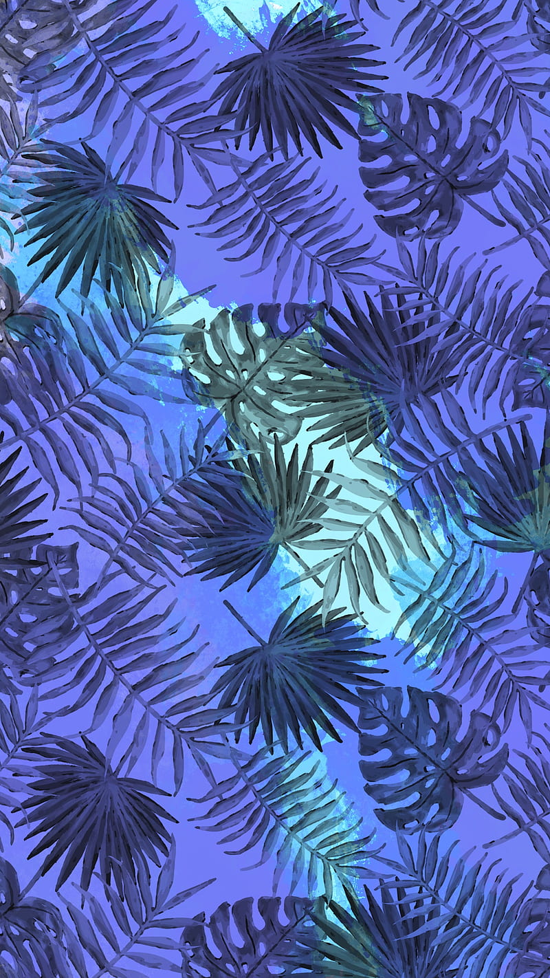 tropical1, abstract, beach, blue leaf, pattern, summer, texture, tropical, HD phone wallpaper