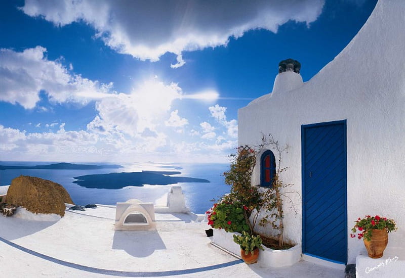 Beautiful Santorini Relaxing Space, Ocean, Greece, Relaxing Spaces, Santorini, HD wallpaper