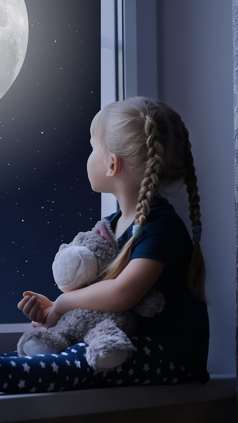 Little Girl with Teddy Bear , teddy bear, cute, child, little girl, adorable, HD phone wallpaper