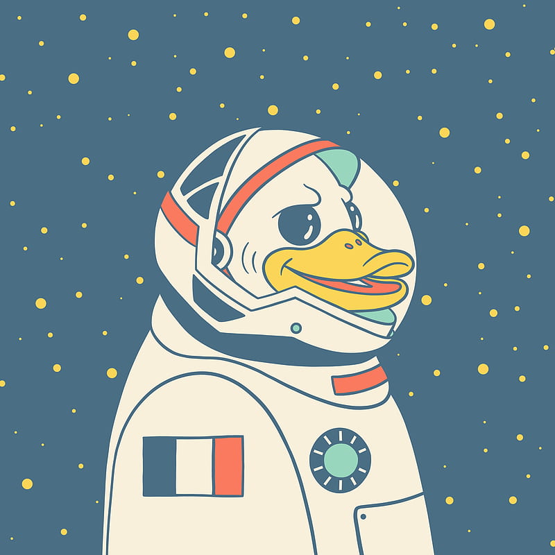 Space Duck, Donald, Louis16art, McDuck, Scrooge, animal, astronaut, cartoon, fun, funny, sky, stars, HD phone wallpaper