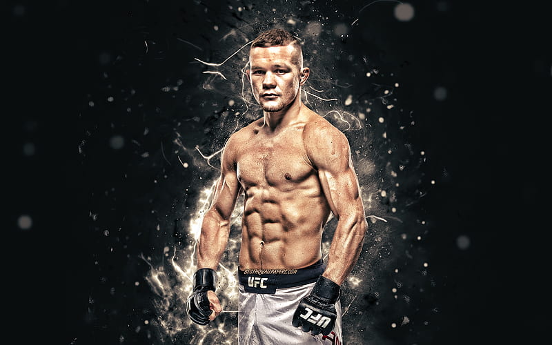 Petr Yan white neon lights, russian fighters, MMA, UFC, Mixed martial arts, Petr Yan , UFC fighters, Petr Evgenyevich Yan, MMA fighters, HD wallpaper
