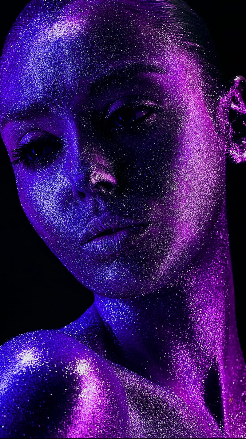 Girl, art, beauty, glitter, light, purple, HD phone wallpaper