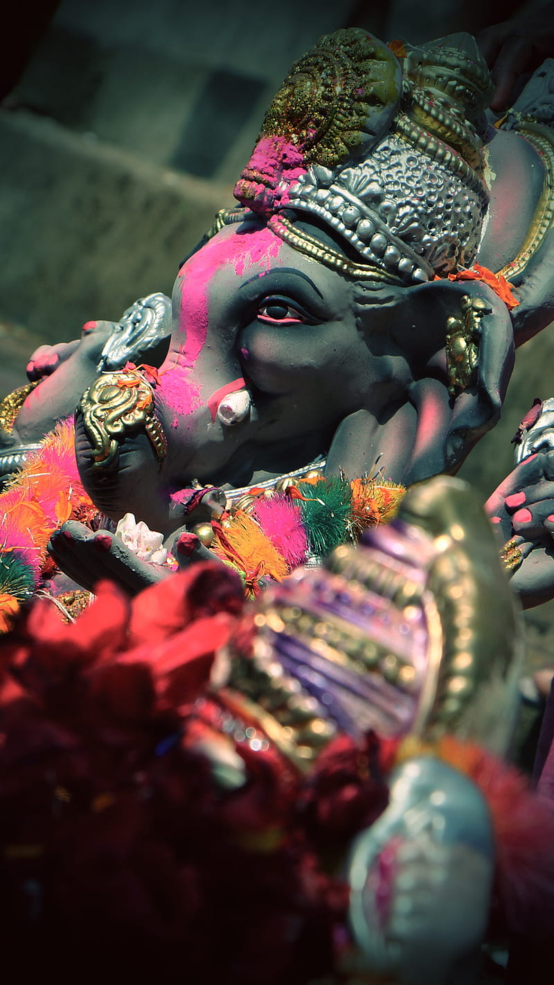 Ganesh, ganesha, visarjan, spritual, god, indian, lord, statue, ganapati, india, HD phone wallpaper