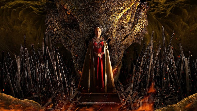 House of the Dragon 2022, tv series, dragon, poster, girl, actress, house of the dragon, woman, afis, rhaenyra targaryen, milly alcock, HD wallpaper