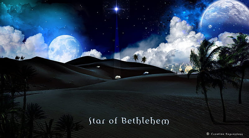 C.E. Star of Bethlehem, nativity, bethlehem, art, birth, christmas, holiday, HD wallpaper