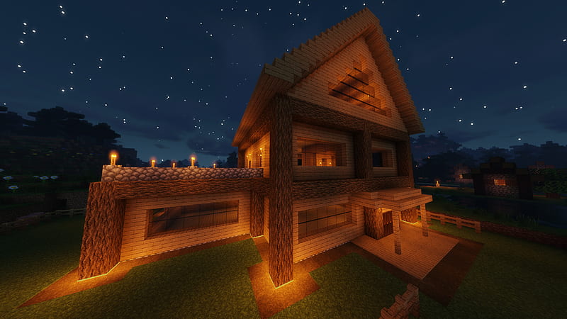 Minecraft U house, mincraft house, survival, u, wood, HD wallpaper