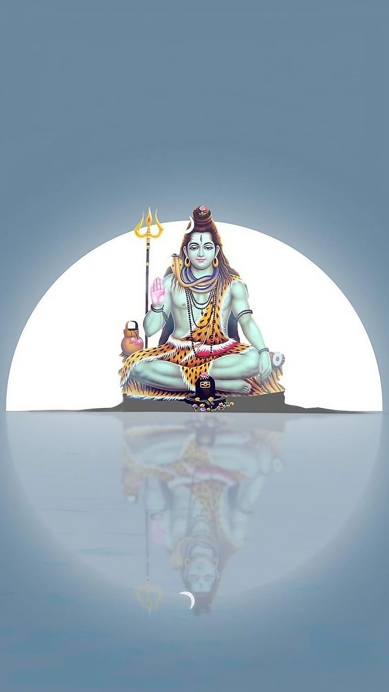 Mahadev Ki , Moon Background, lord shiva with moon background, god, bholenath, HD phone wallpaper