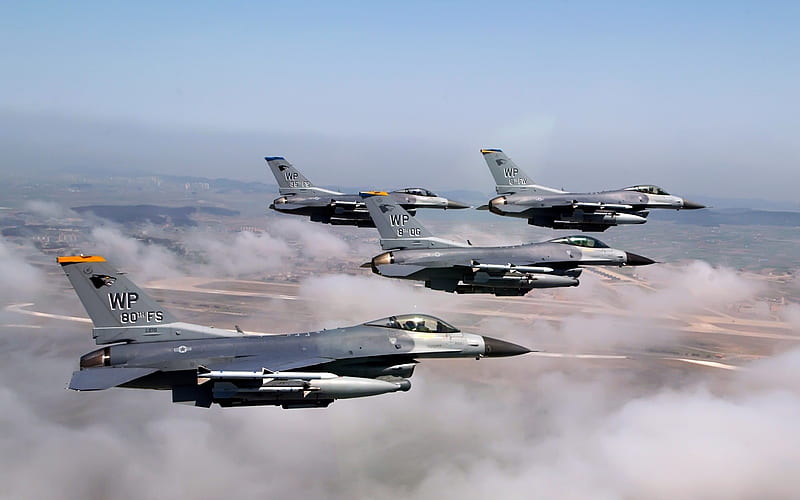 F16 Formation Fighter Falcons- military aircraft -, HD wallpaper