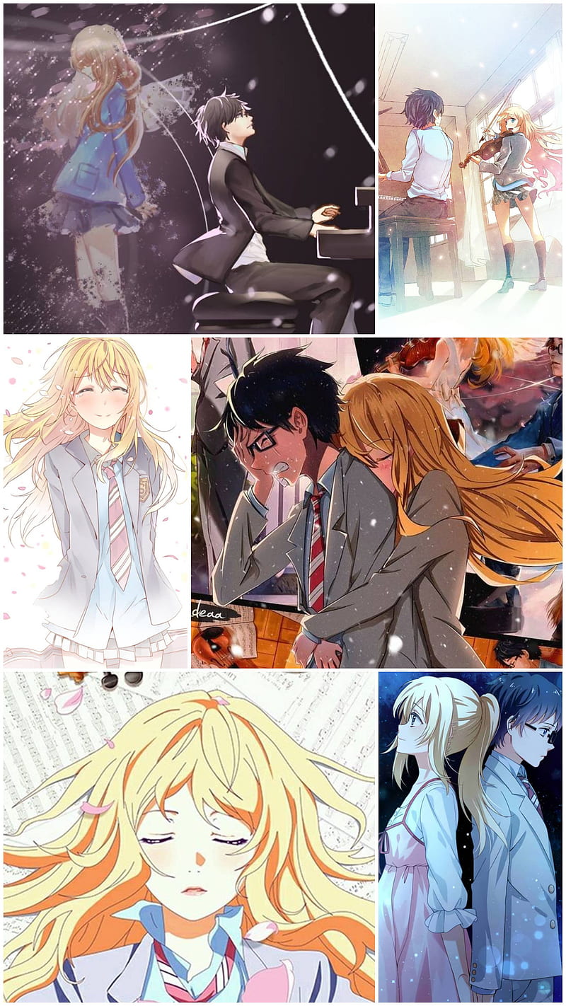 manga, collage, anime girls, Shigatsu wa Kimi no Uso, DinocoZero