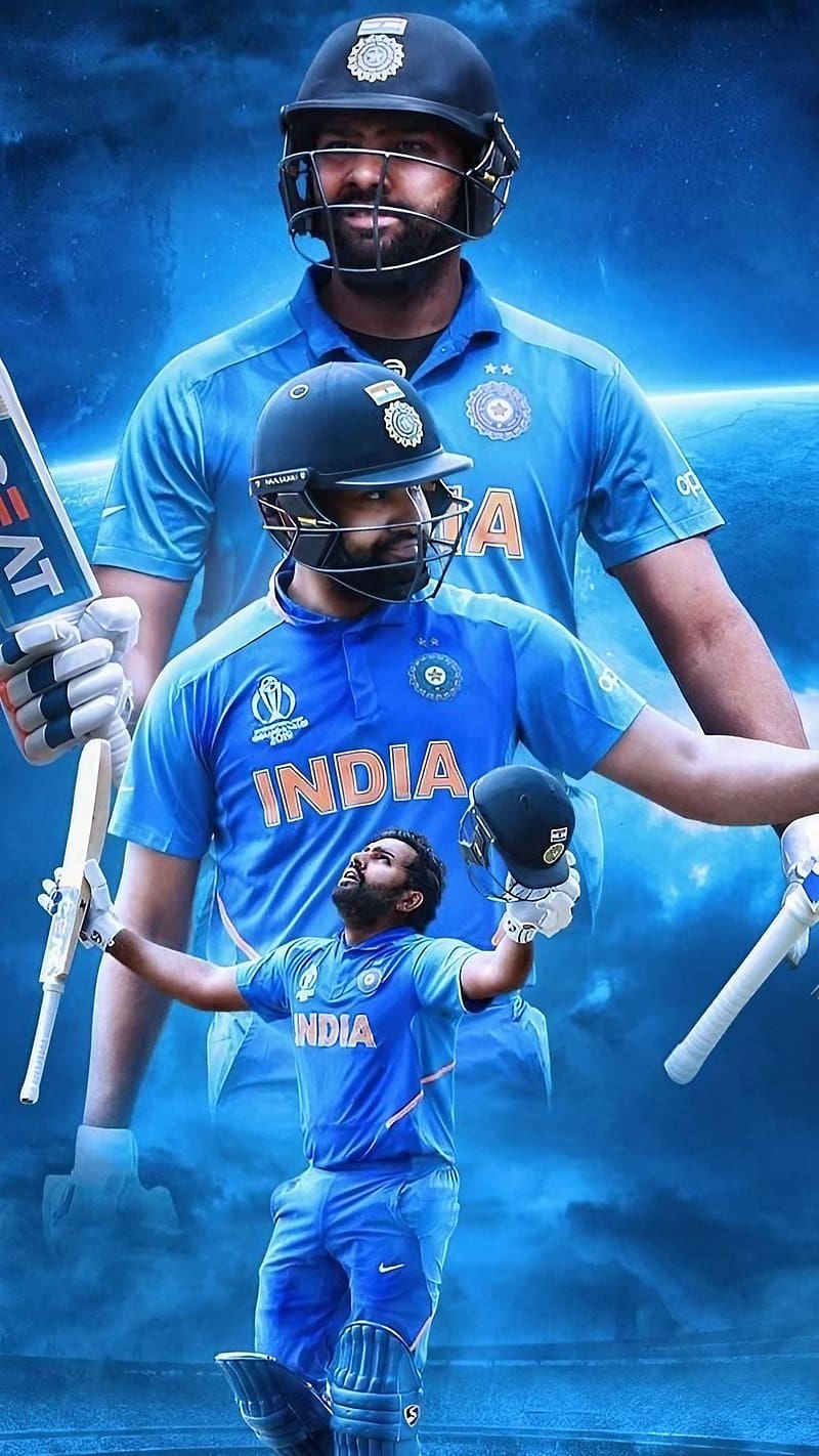 Rohit Sharma Best, Blue Smoky Effect, hitman, cricketer, HD phone wallpaper