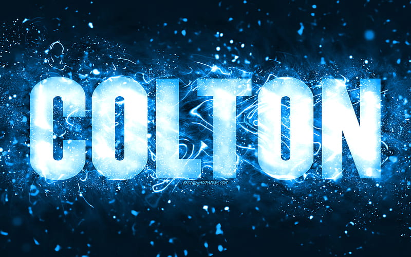 Happy Birtay Colton blue neon lights, Colton name, creative, Colton Happy Birtay, Colton Birtay, popular american male names, with Colton name, Colton, HD wallpaper