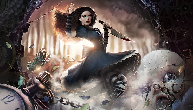 Flying on wings of steam, alice madness, fantasy, omrikoresh, girl ...