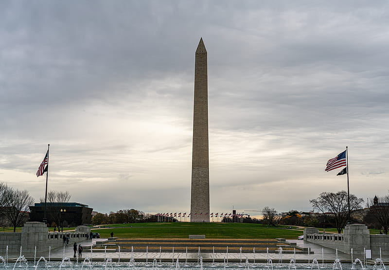 Washington Monument Under Gray Clouds, HD wallpaper