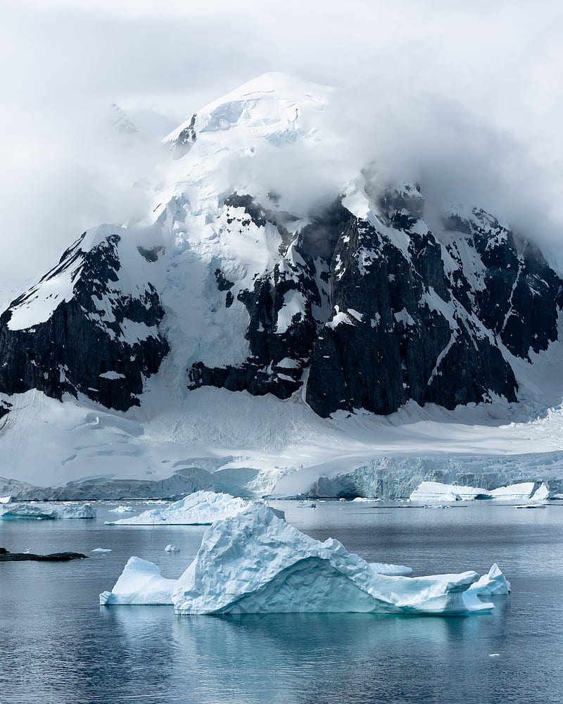 glacier, ice, snow, fog, mountain, water, HD phone wallpaper
