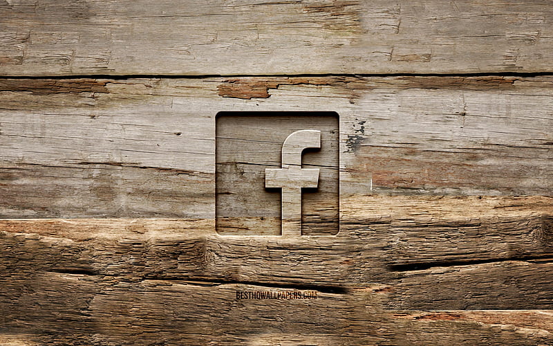 Facebook wooden logo wooden backgrounds, social network, Facebook logo, creative, wood carving, Facebook, HD wallpaper