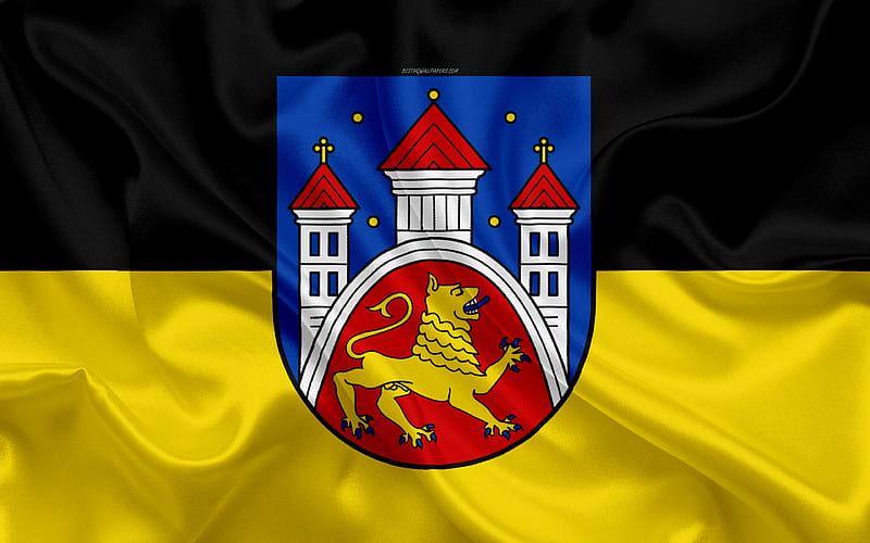 Flag of Chottingen silk texture, black yellow silk flag, coat of arms, German city, Chottingen, Lower Saxony, Germany, symbols, HD wallpaper