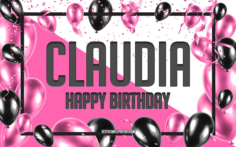 Happy Birtay Claudia, Birtay Balloons Background, Claudia, with names, Claudia Happy Birtay, Pink Balloons Birtay Background, greeting card, Claudia Birtay, HD wallpaper