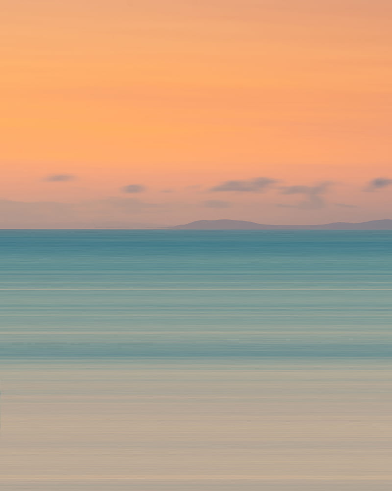 blue and orange sky over the sea, HD phone wallpaper