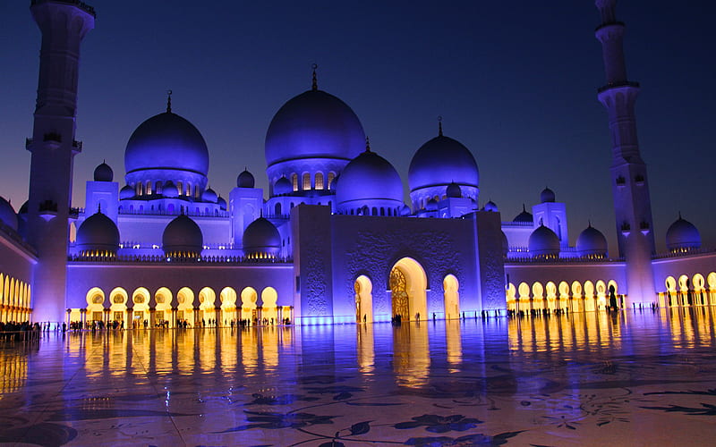 Sheikh Zayed Mosque, night, mosque, Abu Dhabi, UAE, Islam, United Arab Emirates, Abu Dhabi landmark, HD wallpaper