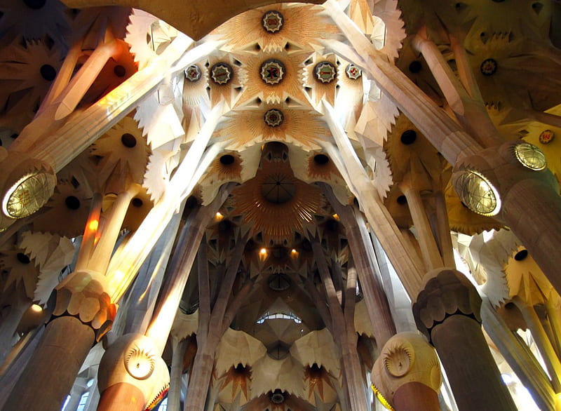 Sagrada Familia Barcelona by Antoni Gaudi, religious, architecture, graphy, abstract, HD wallpaper