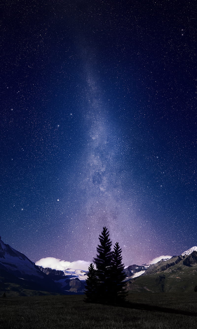 Night stars, landscape, nature, space, HD phone wallpaper | Peakpx