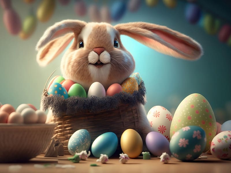 Easter bunny, szines, nyul, tojas, aranyos, husvet, dekoracio, HD wallpaper